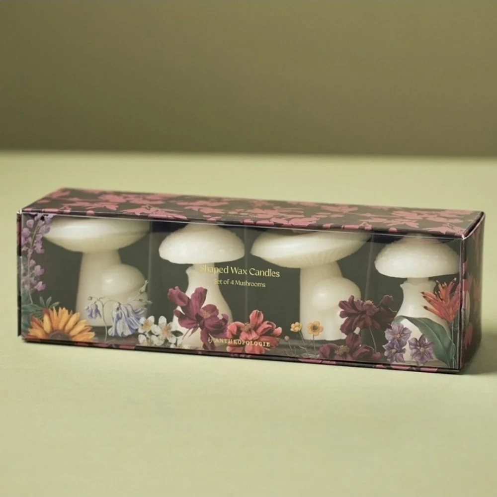 NIB Anthropologie Mushroom Shaped Wax Candles Set Of 4